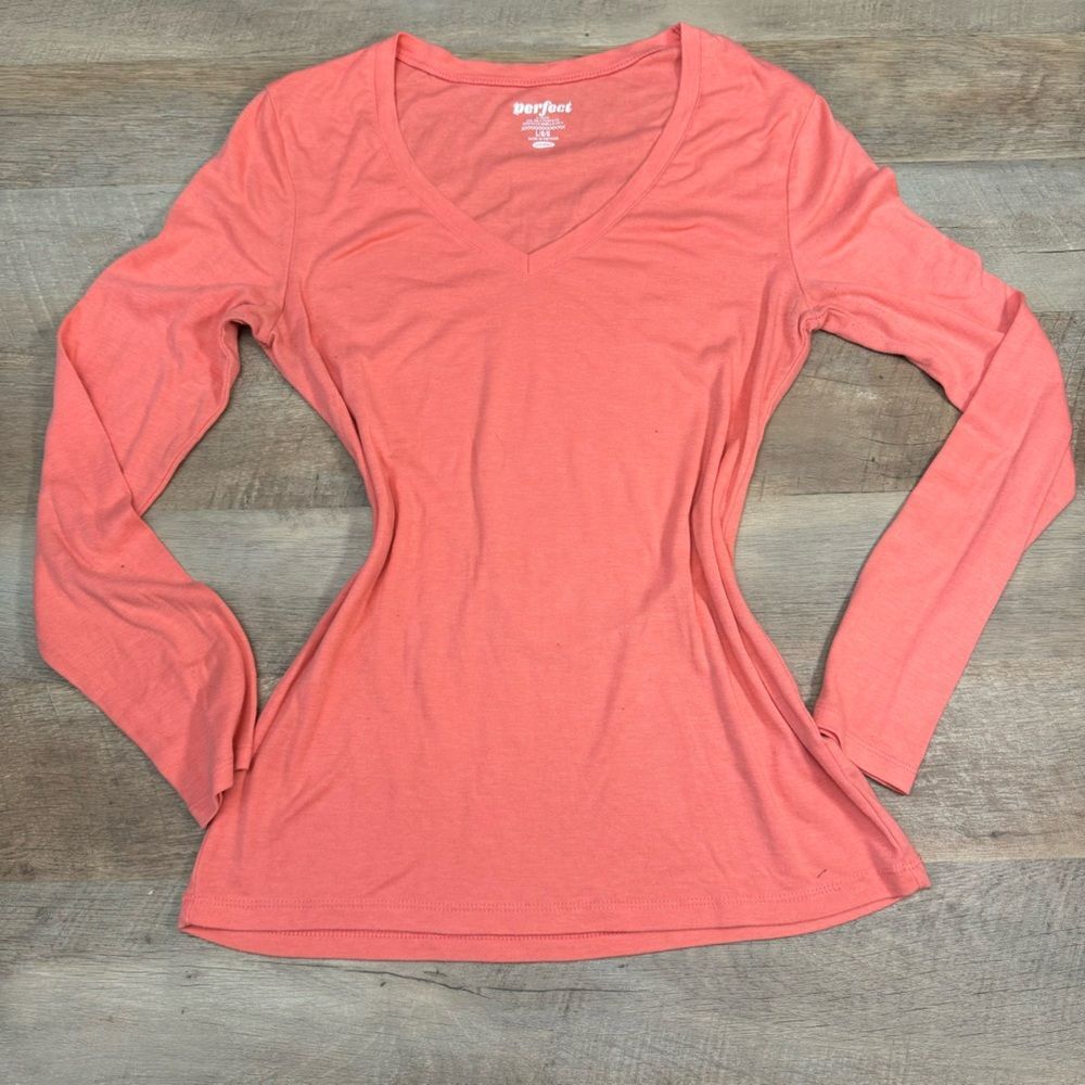 Old Navy Coral V-Neck Long Sleeve Top